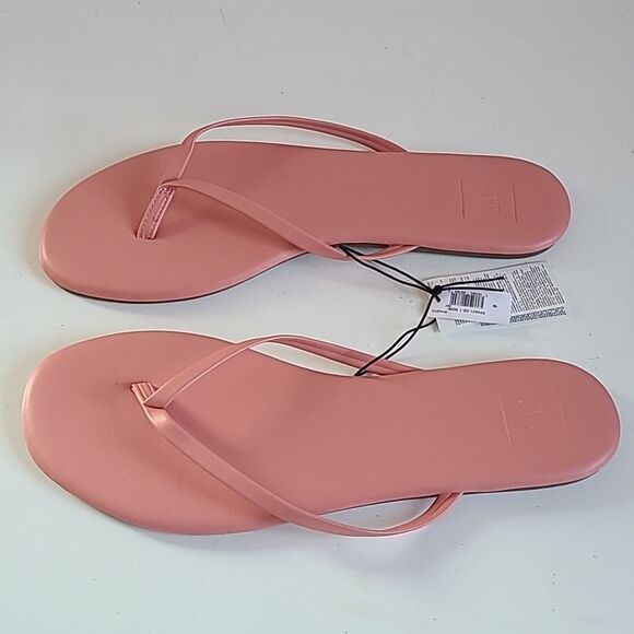 Gap Vegan Leather Coral Pink Flip Flops Thongs Toe Sandals Size 9 - Picture 5 of 12